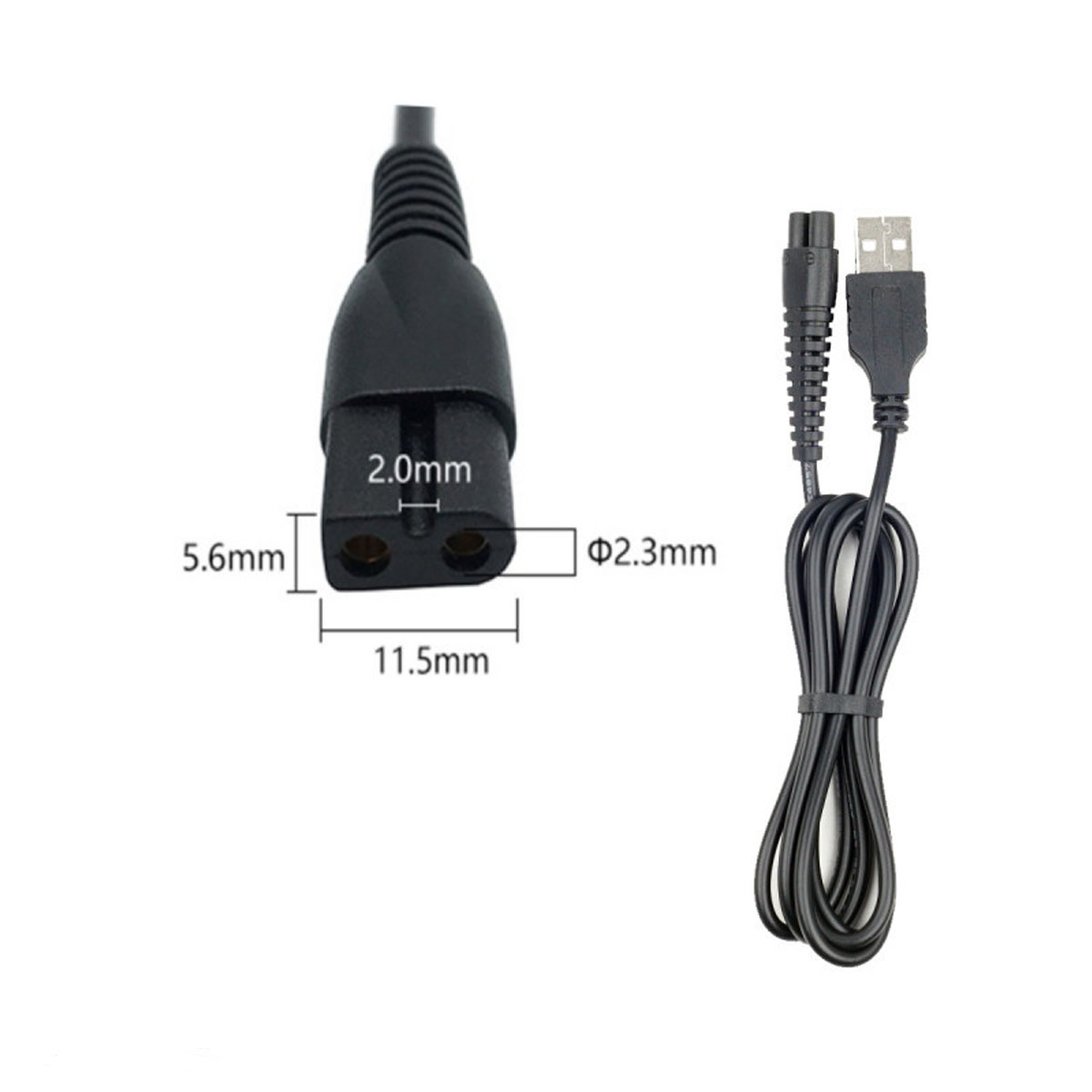 Кабель USB DL44 для зарядки электробритв, длина 1 метр, цвет черный (восьмерка)