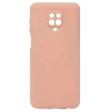 Чехол накладка для XIAOMI Redmi Note 9 Pro, Redmi Note 9S, защита камеры, силикон, бархат, цвет розовый песок