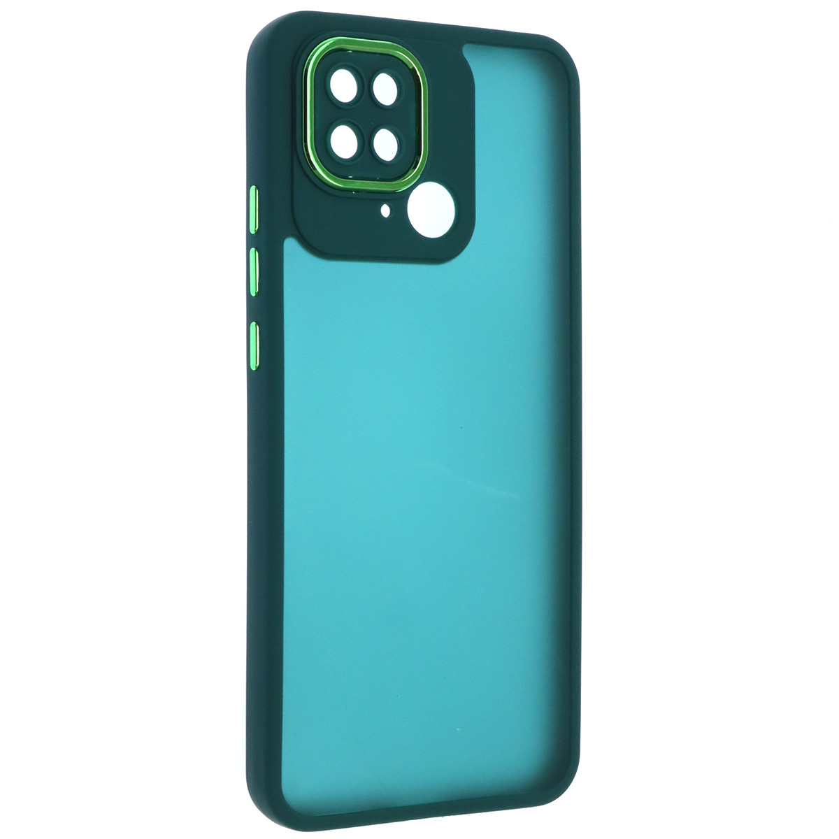Чехол накладка KING для XIAOMI Redmi 10C, POCO C40, силикон, пластик, защита камеры, цвет окантовки темно зеленый Чехол накладка KING для XIAOMI Redmi 10C, POCO C40, силикон, пластик, защита камеры, цвет окантовки темно зеленый