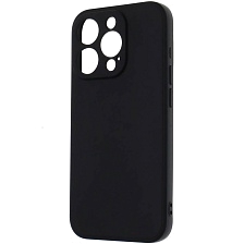 Чехол накладка для APPLE iPhone 15 Pro, защита камеры, силикон, цвет черный
