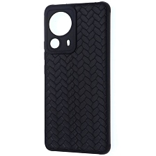 Чехол накладка для XIAOMI 13 Lite, защита камеры, силикон, плетение, цвет черный Чехол накладка для XIAOMI 13 Lite, защита камеры, силикон, плетение, цвет черный