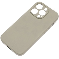 Чехол накладка Silicone Case для APPLE iPhone 14 Pro, защита камеры, силикон, бархат, цвет светло серый