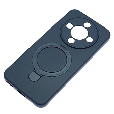 Чехол накладка Revole Mix для Honor X9d, защита камеры, силикон, бархат, кольцо держатель, цвет темно синий