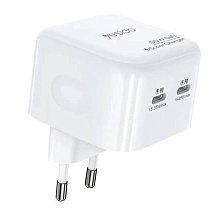 СЗУ (Сетевое зарядное устройство) YESIDO YC38, 35W, 2 USB Type C, цвет белый СЗУ (Сетевое зарядное устройство) YESIDO YC38, 35W, 2 USB Type C, цвет белый