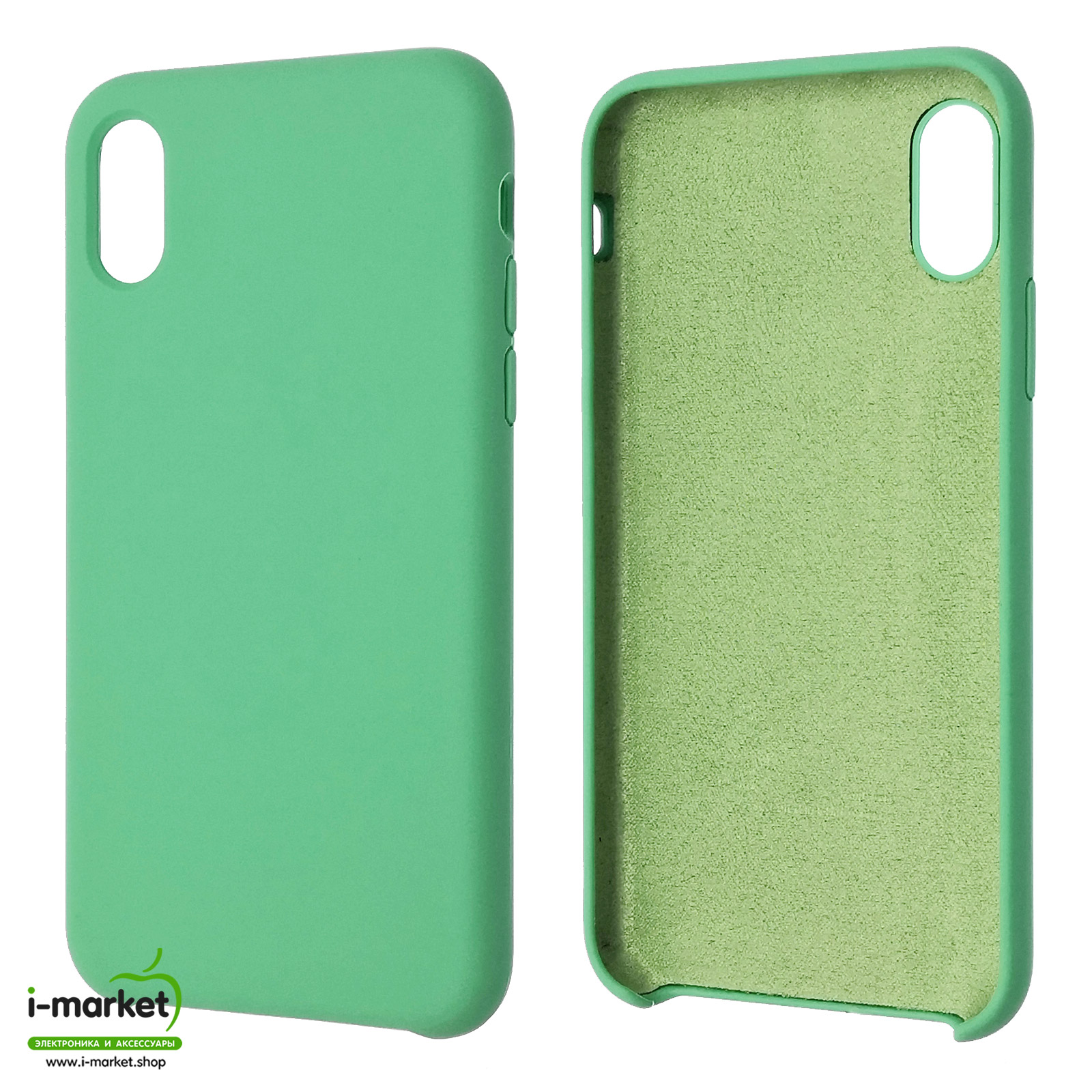 Чехол накладка Silicon Case для APPLE iPhone X, iPhone XS, силикон, бархат, цвет мятный