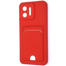 Чехол накладка BUTTON для Honor X5, защита камеры, силикон, отдел для карт, цвет красный