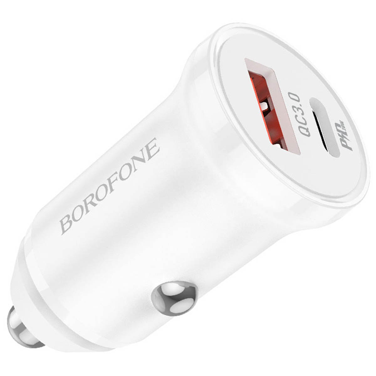 АЗУ (Автомобильное зарядное устройство) BOROFONE BZ18A, 3А, 20W, 1 USB, 1 USB Type C, PD20W, QC3.0, цвет белый