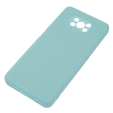 Чехол накладка для XIAOMI POCO X3, X3 Pro, силикон, бархат, цвет светло голубой Чехол накладка для XIAOMI POCO X3, X3 Pro, силикон, бархат, цвет светло голубой
