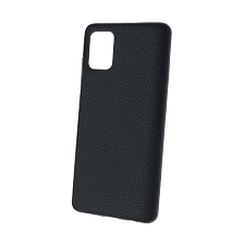 Чехол накладка для SAMSUNG Galaxy A51 (SM-A515), силикон, под кожу, цвет черный.
