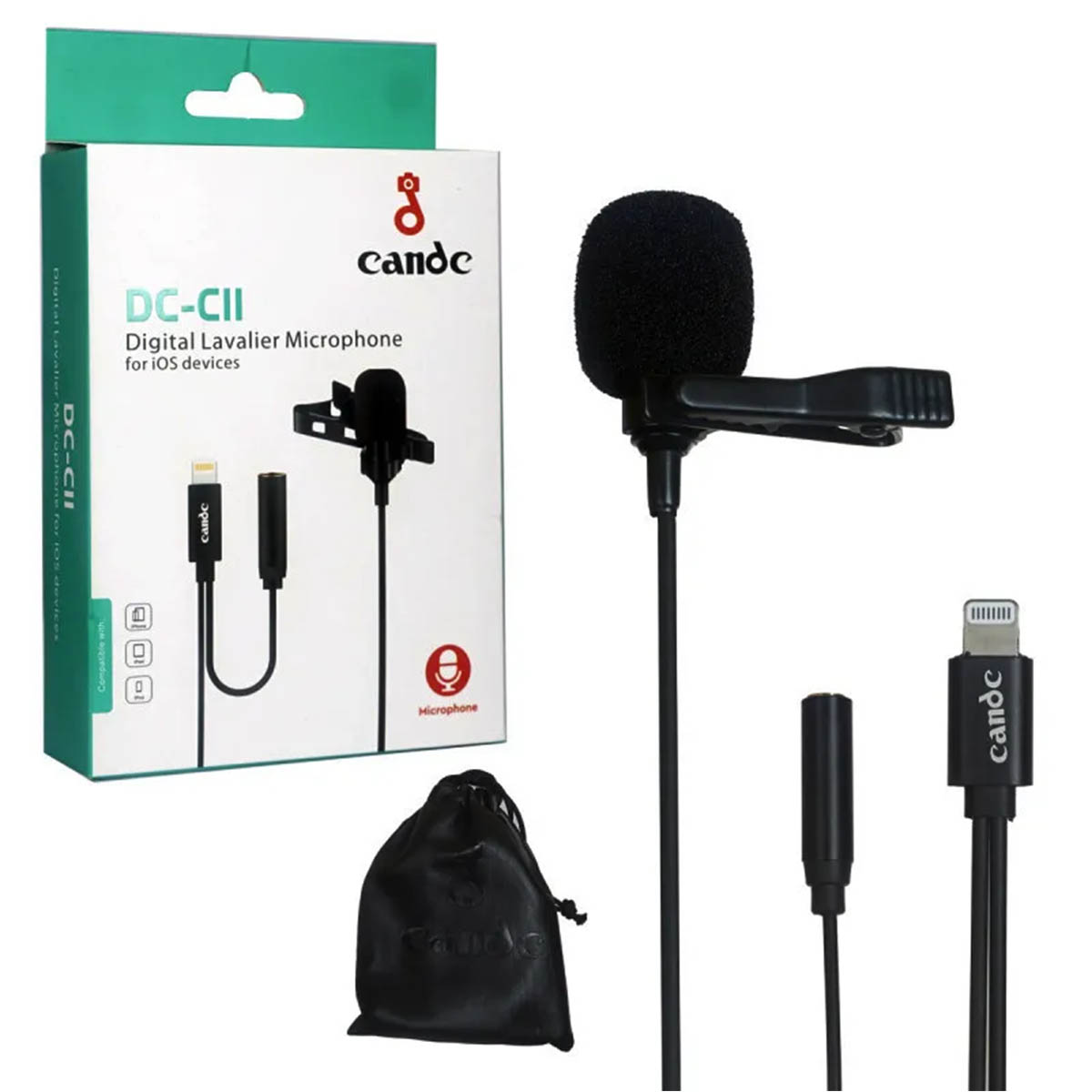 Петличный микрофон Candc DC-C11, Lightning 8-pin, AUX, длина 6 метров, цвет черный (распродажа -50%)