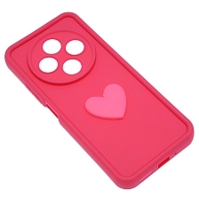 Чехол накладка для XIAOMI REDMI 14C, POCO C75, силикон, 3D сердце, защита камеры, бортики, цвет розовый