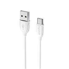 Кабель BOROFONE BX19 Benefit USB Type C, 3A, длина 1 метр, силикон, цвет белый Кабель BOROFONE BX19 Benefit USB Type C, 3A, длина 1 метр, силикон, цвет белый