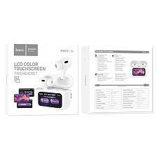 Гарнитура (наушники с микрофоном) беспроводная, HOCO EW72 Lite, сенсорный дисплей, цвет белый