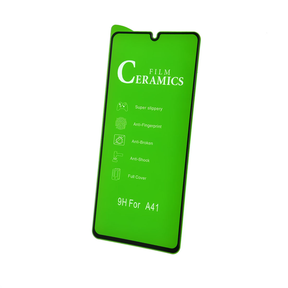 Защитное стекло 9H Ceramics для SAMSUNG Galaxy A41 (SM-A415), цвет окантовки черный.