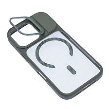 Чехол накладка Cabbeen с поддержкой MagSafe для APPLE iPhone 16 Pro, подставка, цвет прозрачно серый