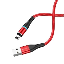 Магнитный кабель BOROFONE BU16 Magnetic, 2.4A, коннектор APPLE Lightning 8 pin, кабель 1.2 метра, цвет красный Магнитный кабель BOROFONE BU16 Magnetic, 2.4A, коннектор APPLE Lightning 8 pin, кабель 1.2 метра, цвет красный