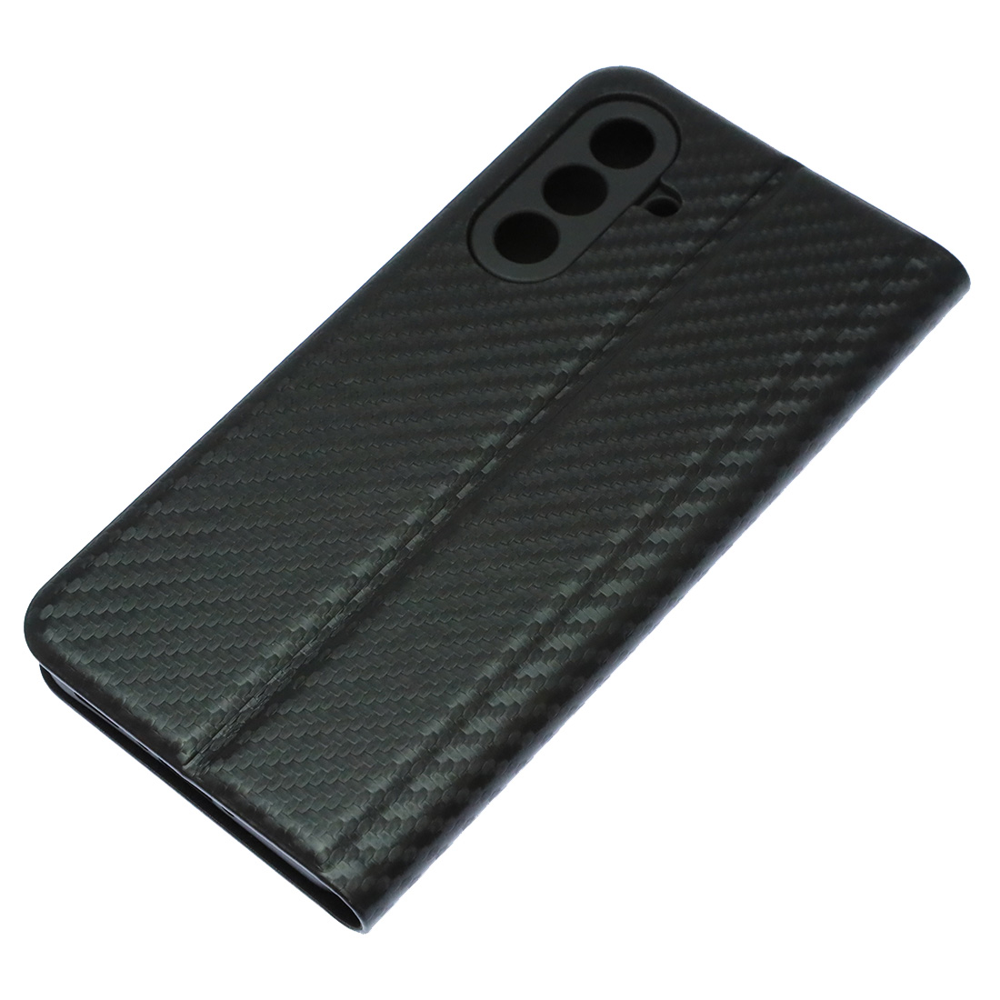 Чехол книжка CHESS для SAMSUNG Galaxy A36, текстура карбон, визитница, цвет черный