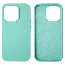 Чехол накладка Silicon Case для APPLE iPhone 14 Pro (6.1"), силикон, бархат, цвет светло бирюзовый Чехол накладка Silicon Case для APPLE iPhone 14 Pro (6.1"), силикон, бархат, цвет светло бирюзовый
