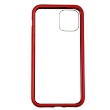 Чехол магнитный для APPLE iPhone 11 Pro, стекло, металл, цвет окантовки красный