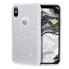 Чехол накладка Shine для APPLE iPhone XR, силикон, блестки, цвет серебристый Чехол накладка Shine для APPLE iPhone XR, силикон, блестки, цвет серебристый