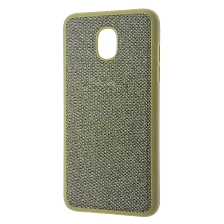 Чехол накладка для SAMSUNG Galaxy J3 2018, силикон, под джинс, цвет золотистый.