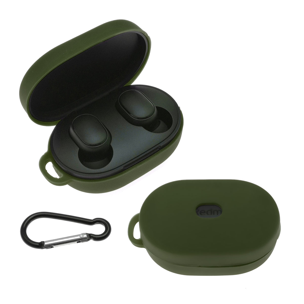 Чехол для наушников XIAOMI Redmi AirDots Youth Edition, силикон, цвет болотно зеленый. Чехол для наушников XIAOMI Redmi AirDots Youth Edition, силикон, цвет болотно зеленый.