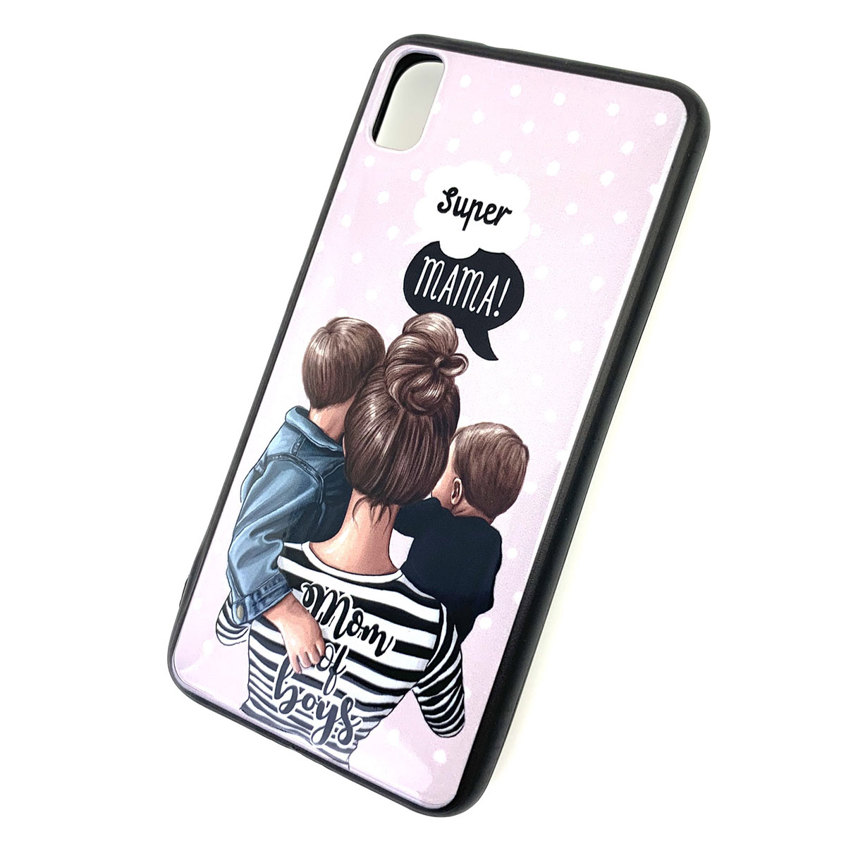 Чехол накладка для XIAOMI Redmi 7A, силикон, рисунок super MAMA Mom of boys.