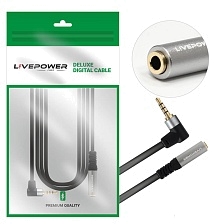 Угловой AUX кабель, переходник Live Power H230, Jack 3.5 мм (папа) 4 pin на Jack 3.5 мм (мама), цвет черный Угловой AUX кабель, переходник Live Power H230, Jack 3.5 мм (папа) 4 pin на Jack 3.5 мм (мама), цвет черный