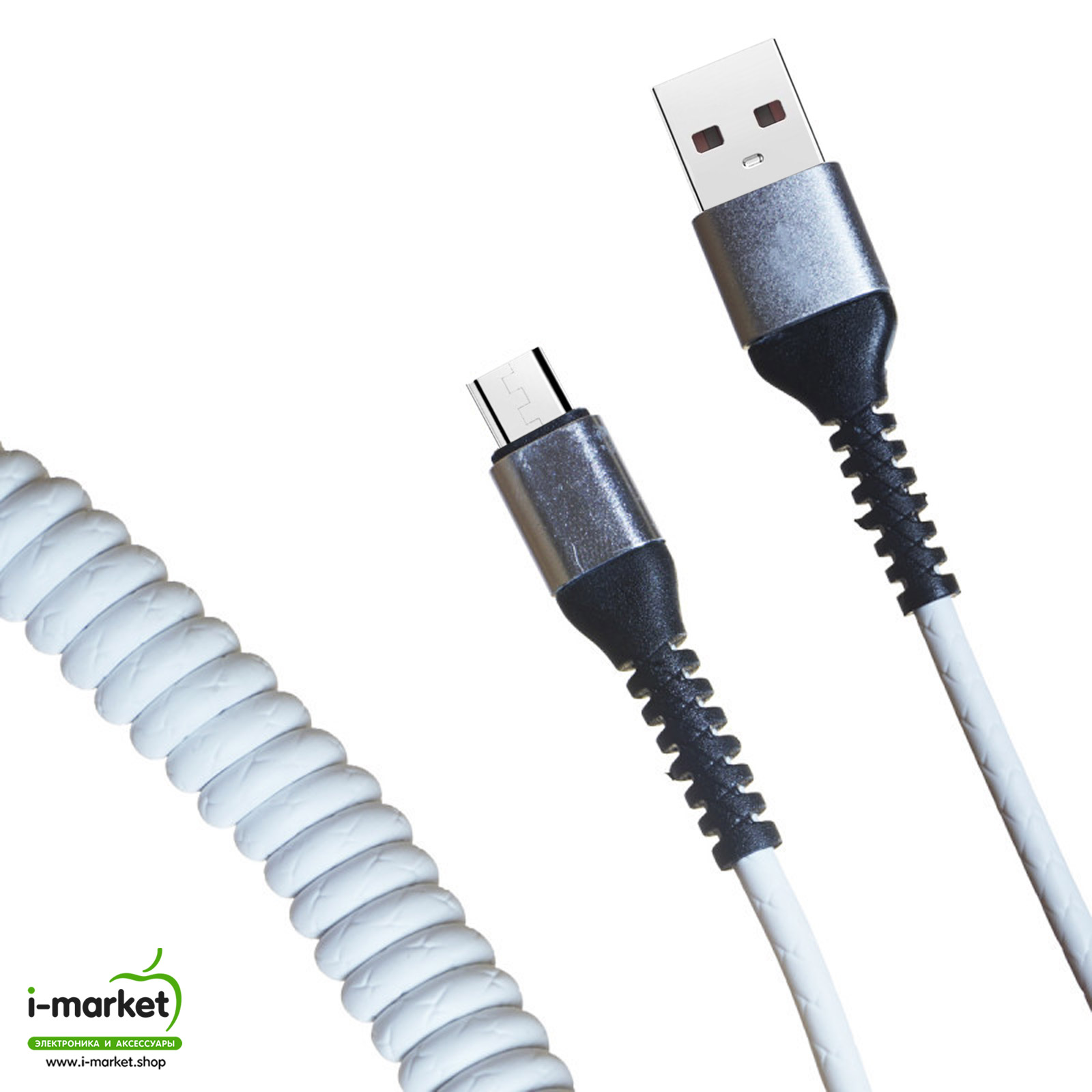 USB Дата-кабель R22 Micro USB, витой, силикон, длина 1 метр, 2A, цвет белый USB Дата-кабель R22 Micro USB, витой, силикон, длина 1 метр, 2A, цвет белый