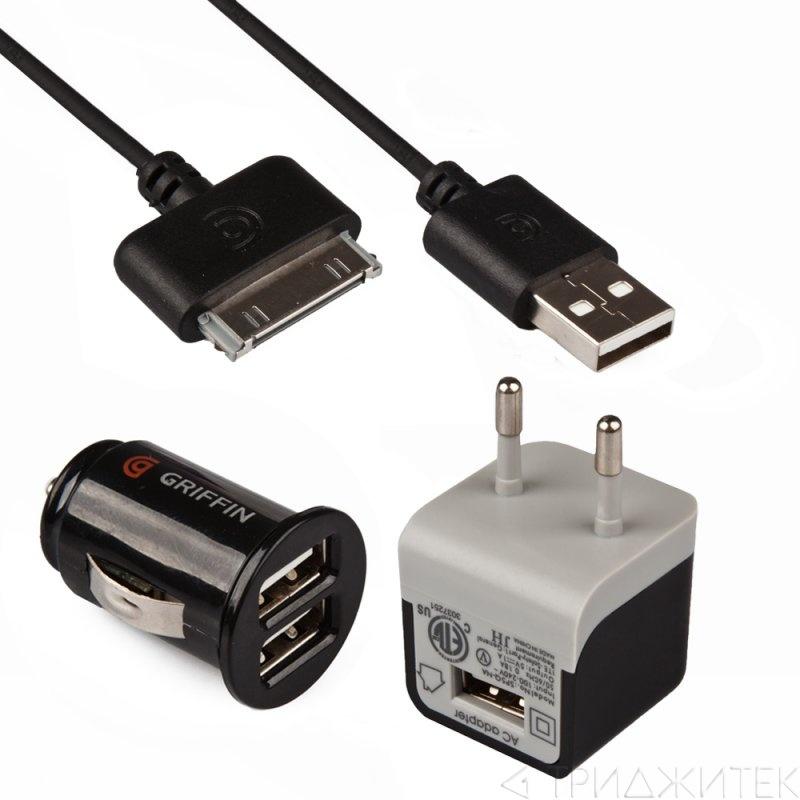 Комплект зарядных устройств "Griffin" 2,1A для Apple 30 pin сеть/авто/кабель (коробка/черный). Комплект зарядных устройств "Griffin" 2,1A для Apple 30 pin сеть/авто/кабель (коробка/черный).