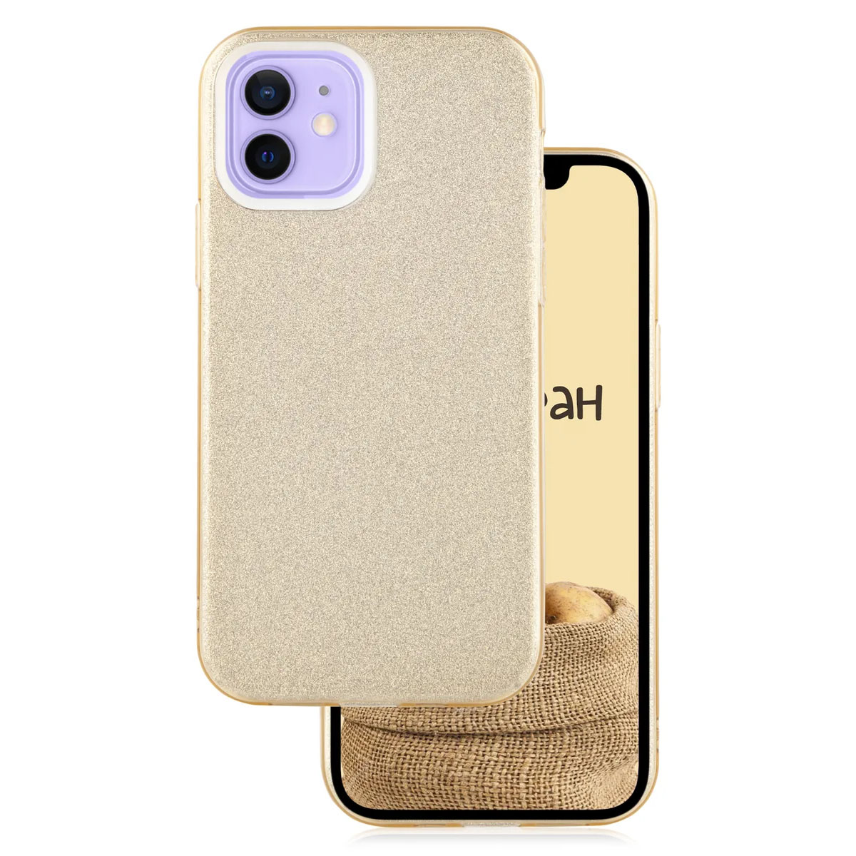 Чехол накладка Shine для APPLE iPhone 12 (6.1"), iPhone 12 Pro (6.1"), силикон, блестки, цвет золотистый Чехол накладка Shine для APPLE iPhone 12 (6.1"), iPhone 12 Pro (6.1"), силикон, блестки, цвет золотистый