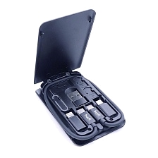 Универсальный зарядный кабель, Budi USB Multi Functional box 3 в 1, цвет черный (-50%)