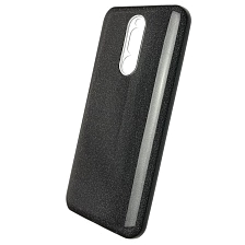 Чехол накладка для XIAOMI Redmi 8, силикон, блестки, цвет черный.
