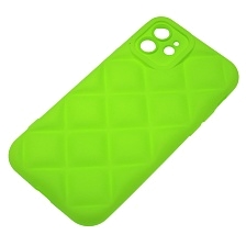 Чехол накладка для APPLE iPhone 12 (6.1"), силикон, 3D ромб, цвет ярко зеленый Чехол накладка для APPLE iPhone 12 (6.1"), силикон, 3D ромб, цвет ярко зеленый