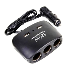 Автомобильный разветвитель OLESSON 1511, 120W 12/24V, 3 выхода прикуривателя, 2 USB, цвет черный Автомобильный разветвитель OLESSON 1511, 120W 12/24V, 3 выхода прикуривателя, 2 USB, цвет черный