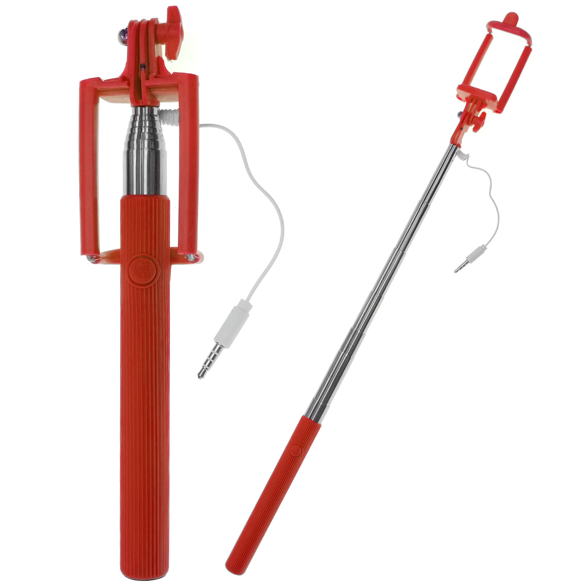 Селфи палка SELFIE STICK cable take pole, цвет красный