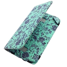 Чехол книжка универсальная Армор для планшета диагональю 6.0, экокожа, цвет бирюзовый с цветочками