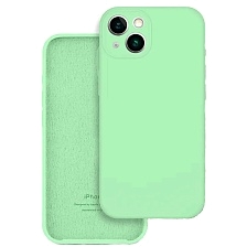 Чехол накладка Silicone Case для APPLE iPhone 15, защита камеры, силикон, бархат, цвет мятный