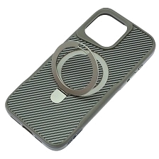 Чехол накладка Sky Armor с поддержкой MagSafe для APPLE iPhone 16 Pro Max, подставка, карбон, цвет серый