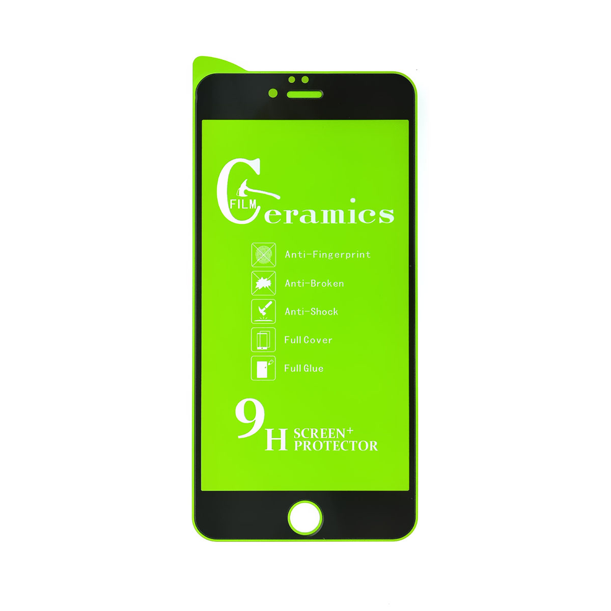 Защитное стекло 9D Ceramics для APPLE iPhone 6 Plus, iPhone 6G Plus, iPhone 6S Plus, цвет черный.