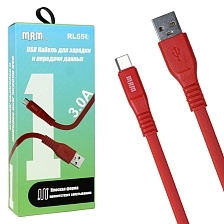 USB Дата кабель MRM RL55t Type C, силикон, плоский, длина 1 метр, 3.0 A, цвет красный USB Дата кабель MRM RL55t Type C, силикон, плоский, длина 1 метр, 3.0 A, цвет красный