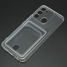 Чехол накладка CARD CASE для TECNO Spark GO 2022, Spark 8C, Spark 9, силикон, отдел для карт, цвет прозрачный