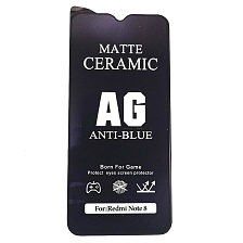 Защитное стекло Ceramic, ANTI-BLUE для XIAOMI Redmi Note 8, матовое, цвет окантовки черный