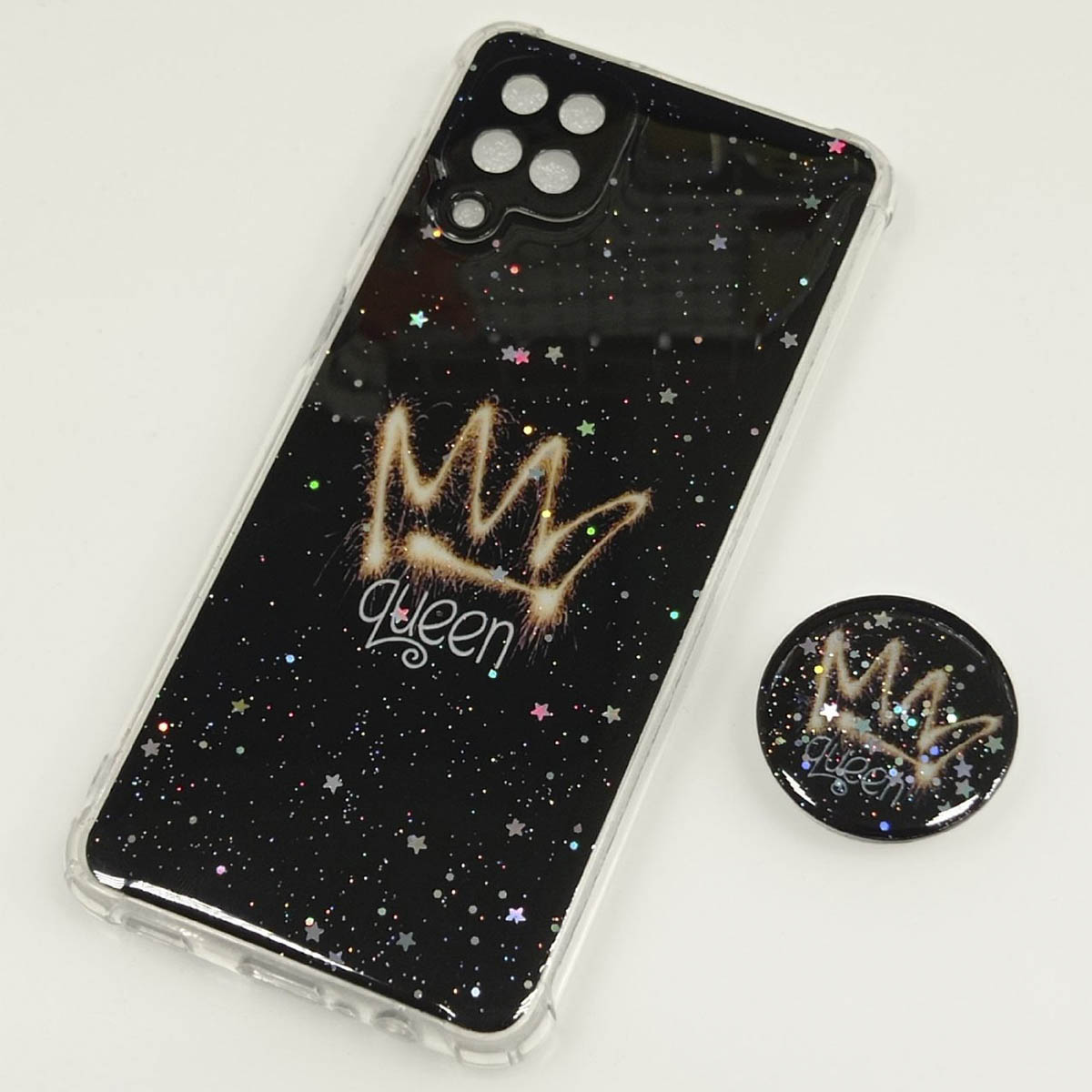 Чехол накладка для SAMSUNG Galaxy A12, M12 силикон, фактурный глянец, с поп сокетом, рисунок Queen Чехол накладка для SAMSUNG Galaxy A12, M12 силикон, фактурный глянец, с поп сокетом, рисунок Queen