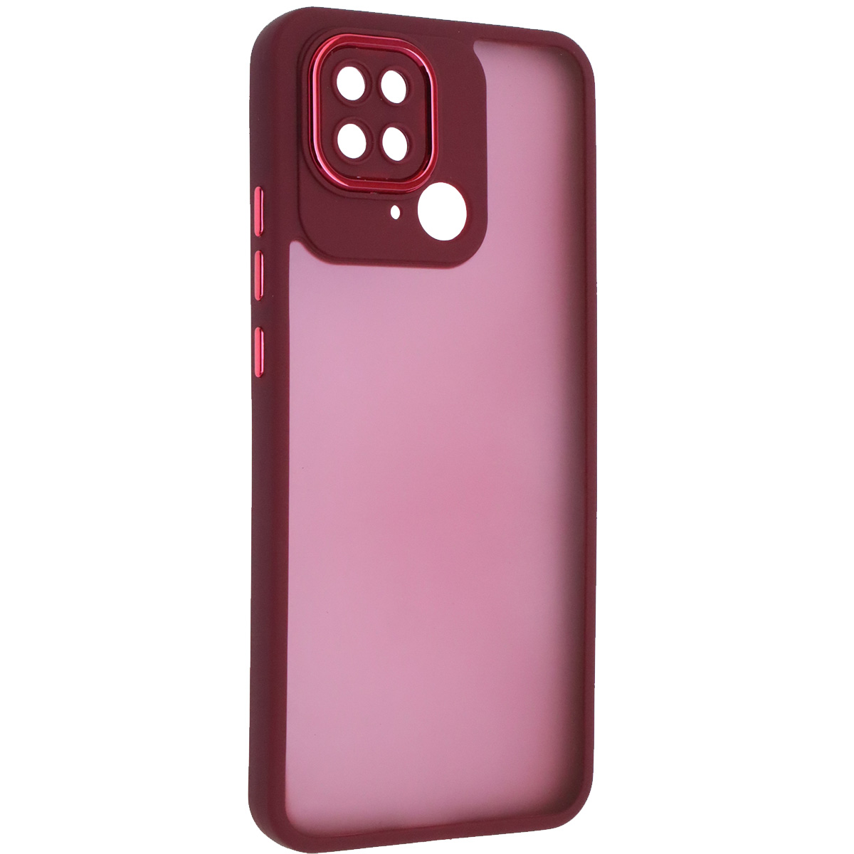 Чехол накладка KING для XIAOMI Redmi 10C, POCO C40, силикон, пластик, защита камеры, цвет окантовки бордовый Чехол накладка KING для XIAOMI Redmi 10C, POCO C40, силикон, пластик, защита камеры, цвет окантовки бордовый