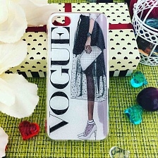 Чехол накладка для APPLE iPhone 7, 8, силикон, рисунок VOGUE девушка с часами.