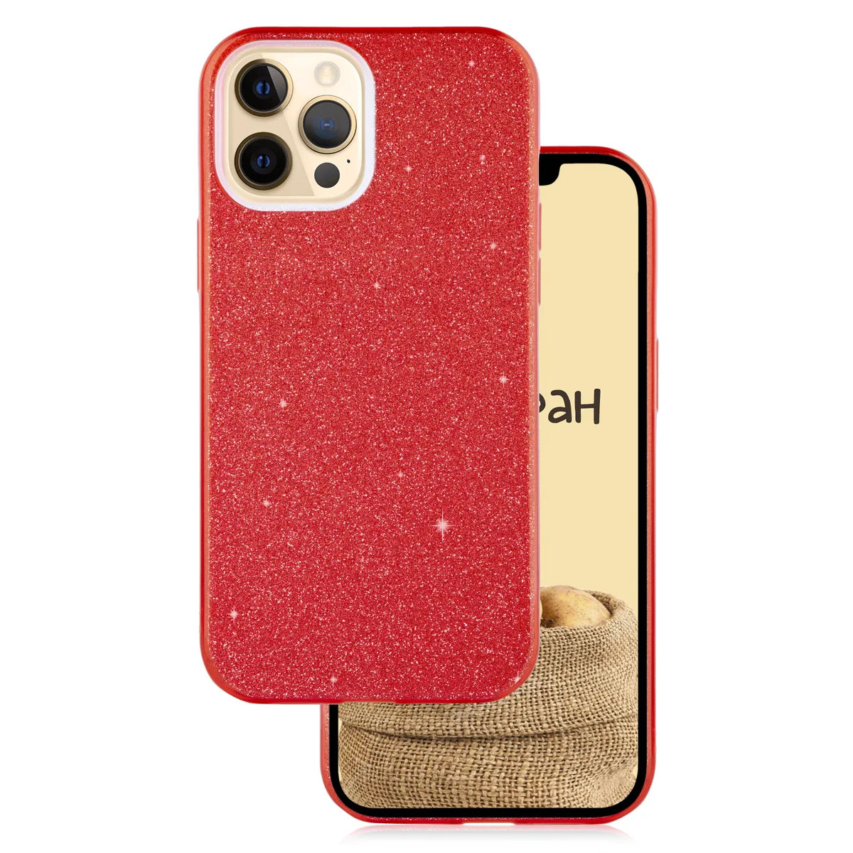 Чехол накладка Shine для APPLE iPhone 12 Pro MAX (6.7"), силикон, блестки, цвет красный Чехол накладка Shine для APPLE iPhone 12 Pro MAX (6.7"), силикон, блестки, цвет красный
