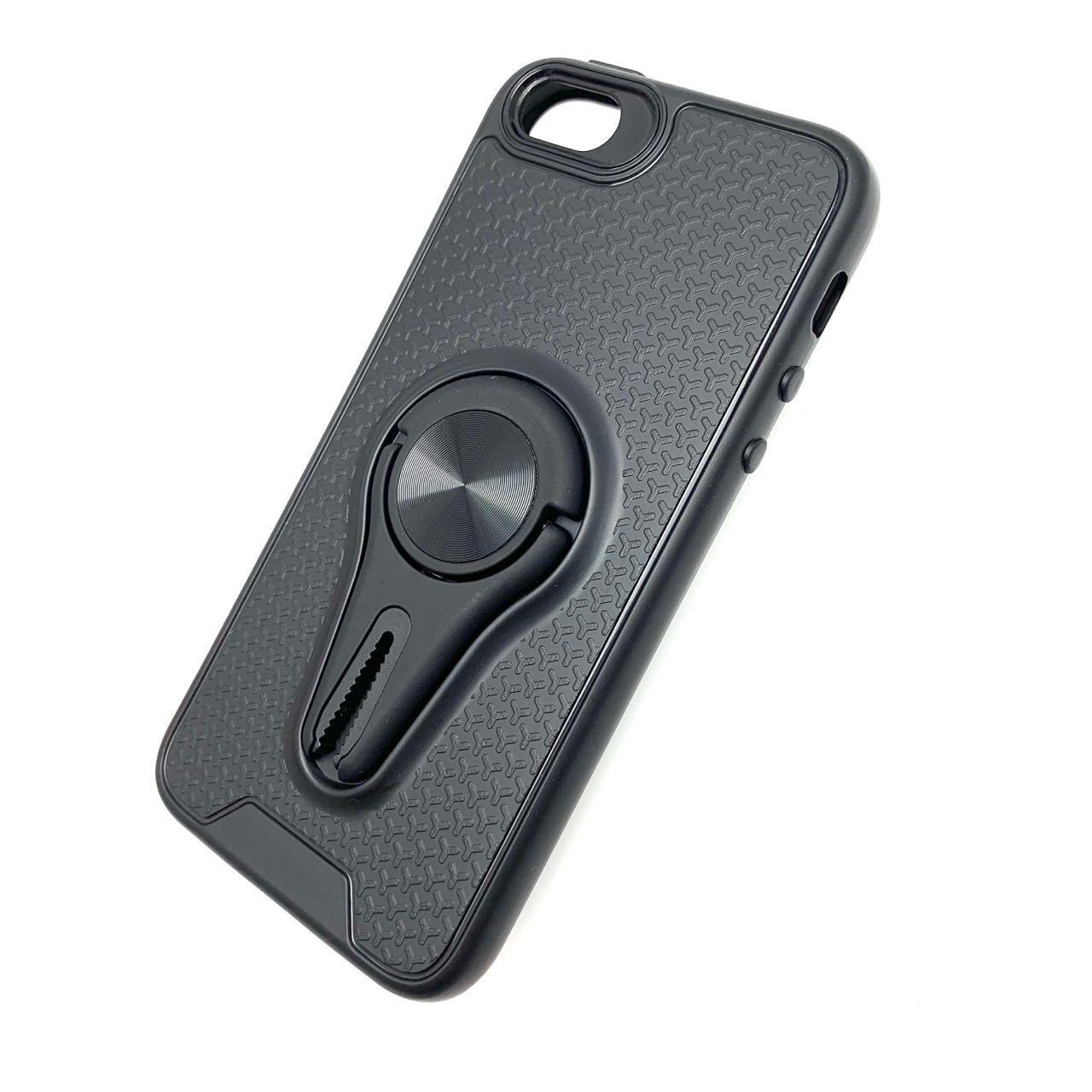 Чехол накладка FC для APPLE iPhone 5, 5S, SE, силикон, кольцо держатель, цвет черный. Чехол накладка FC для APPLE iPhone 5, 5S, SE, силикон, кольцо держатель, цвет черный.