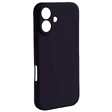 Чехол накладка Silicone Case для APPLE iPhone 16, защита камеры, силикон, бархат, цвет черный