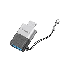 OTG переходник, адаптер EARLDOM ET-OT72 c USB Type C на USB 3.0, цвет черно серебристый